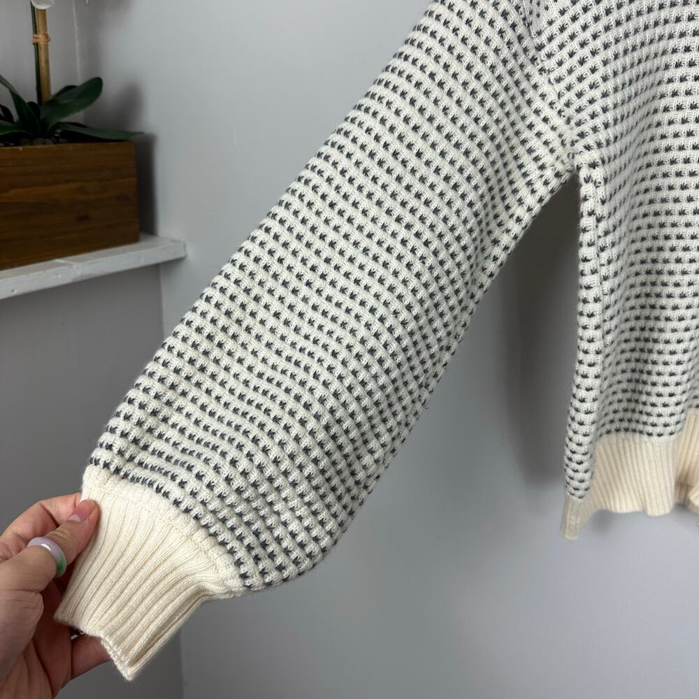 Summersalt Sweater Luxe Cashmere Wool Blend Mix Stitch Balloon Sleeve Crew Neck - Picture 9 of 10